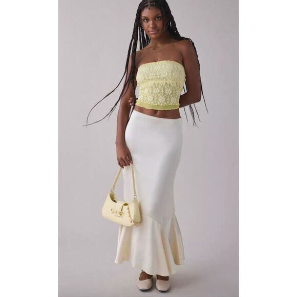 New Urban Outfitters Kimchi Blue Kori Sheer Lace Tube Top size XL Yellow E95 - Picture 1 of 7